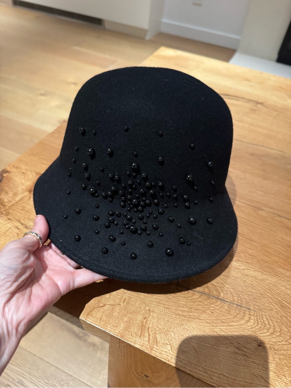 Black Beaded Cloche Hat - Women's Fashion Accessory